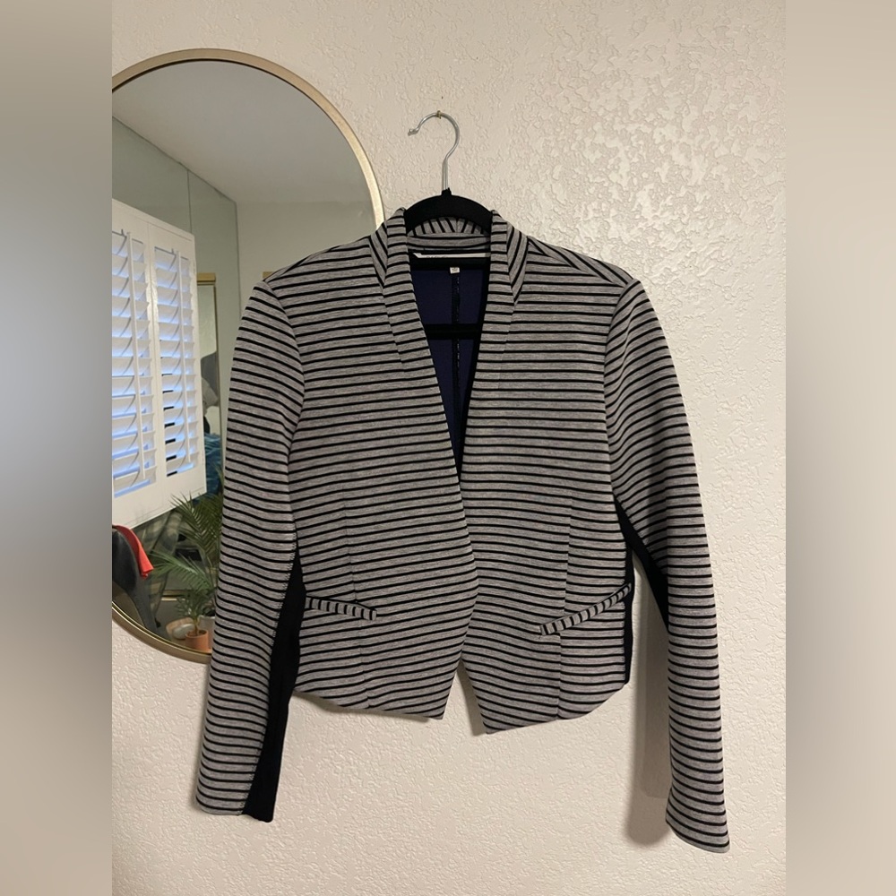 RACHEL Rachel Roy Striped Blazer - Black and White